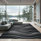 Monochromatic Silver Wave Curve Rug