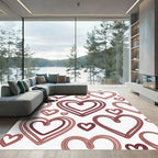 Romantic Multi Layered Red Heart Rug