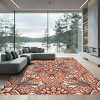 Coral Blooming Floral Medallion Rug