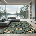 Sage Green Botanical Butterfly Ensemble Rug