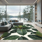 Lush Green Tropical Rubber Plant Leaf Rug