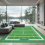 Minimalist Green Soccer Field Pitch Rug