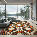 Autumn Wreath Floral Persimmon Harvest Art Rug