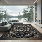 Gilded Black Lotus Noir Medallion Rug