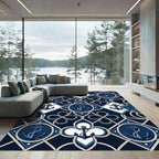 Navy Nautical Anchor Rope Geometric Rug