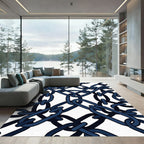 Navy Chain Link Geometric Rug
