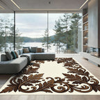 Elegant Bronze Acanthus Scroll Border Rug