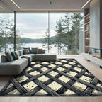 Distressed Industrial Dark Gray Lattice Rug