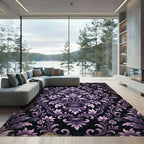 Elegant Orchid Purple Victorian Damask Rug