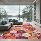 Terracotta Pink Hexagon Medallion Collage Rug