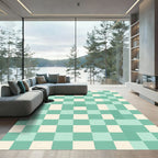 Teal Cream Gingham Squares Rug