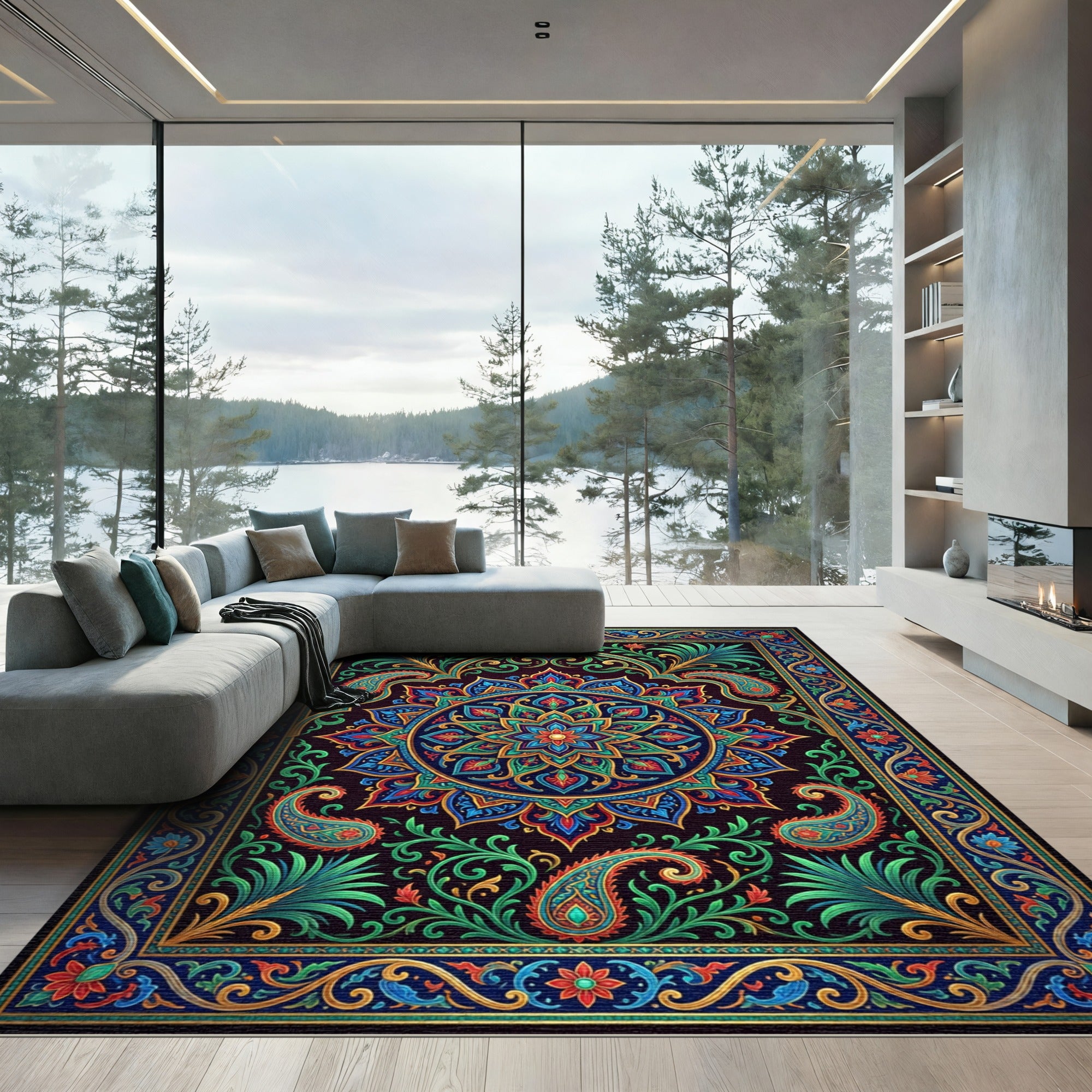 Vibrant Jewel Tone Paisley Medallion Rug