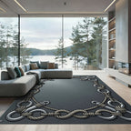 Nautical Rope And Metal Loop Border Rug
