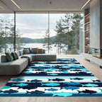 Coastal Blue Striped School of Fish Rug