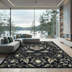 Monochromatic Floral Mandala Lotus Rug