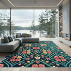 Coral Pink Yellow Rose Trellis Rug