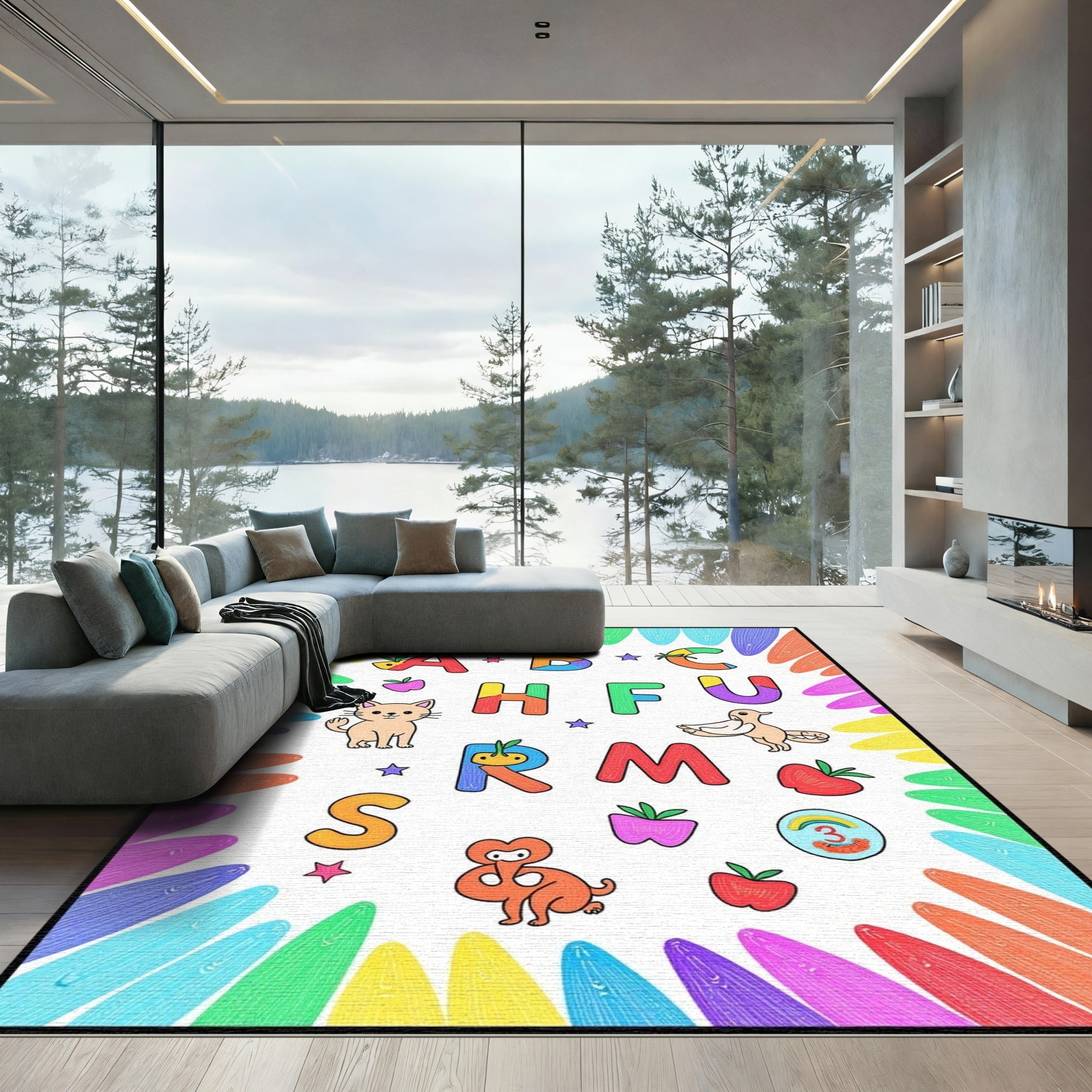 Alphabet Animals Colorful Letter Play Rug
