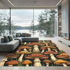 Whimsical Red Mushroom Forest Fungi Rug