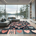 Retro Hearts Floral Tile Composition Rug
