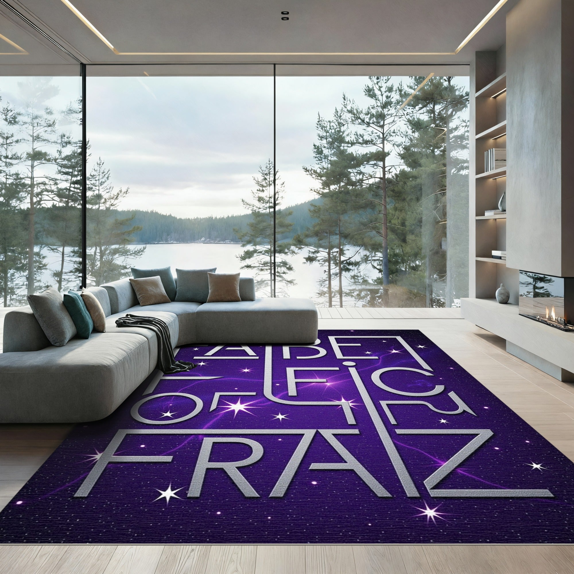 Cosmic purple starry night graphic Rug