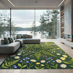 Botanical Fern Star Wildflower Field Rug