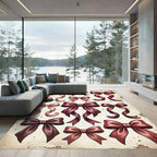 Vintage Burgundy Ribbon Bow Collection Rug