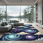 Cosmic Starry Night Swirl Galaxy Rug