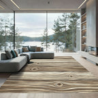 Rustic Earthy Tone Wood Grain Rug