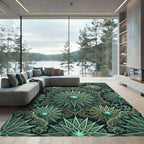 Deep Emerald Starburst Mandala Rug