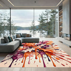 Vibrant Splatter Burst Orange Amethyst Rug