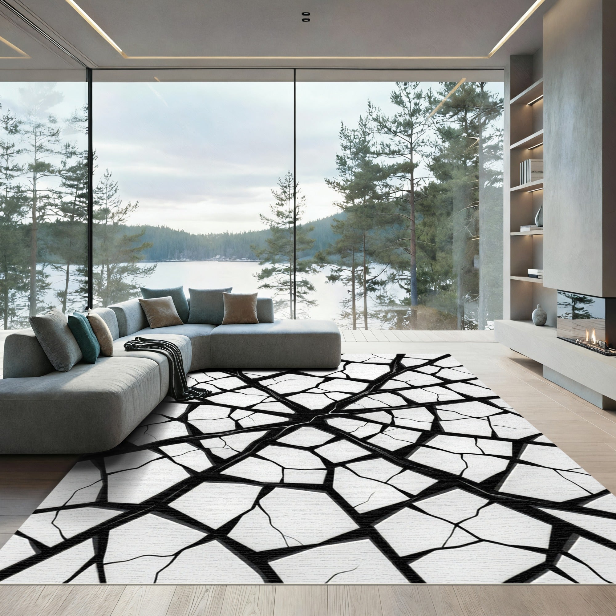 Monochromatic Cracked Geometric Fragment Rug