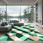 Mint Green Geometric Cube Illusion Rug