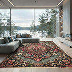 Earthy Pink Floral Filigree Medallion Rug