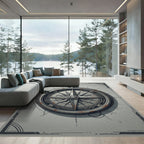 Vintage Industrial Steampunk Compass Nautical Rug