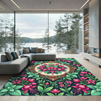 Fuchsia Floral Medallion with Botanical Vining Rug
