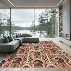 Pink Geometric Archway Palm Night Rug