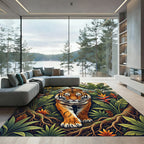 Lush Tropical Tiger Jungle Foliage Rug