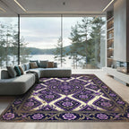 Ornate Purple Floral Medallion Rug