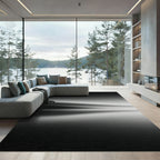 Abstract Black Gray Streaks Rug