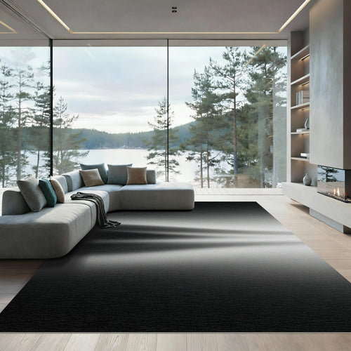 Abstract Black Gray Streaks Rug