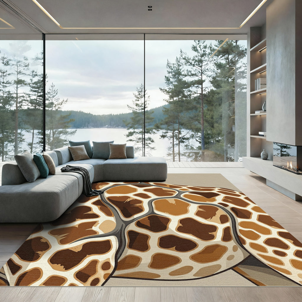 Brown Tan Irregular Spots Accent Rug