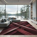 Abstract Crimson Intersecting Lines Rug