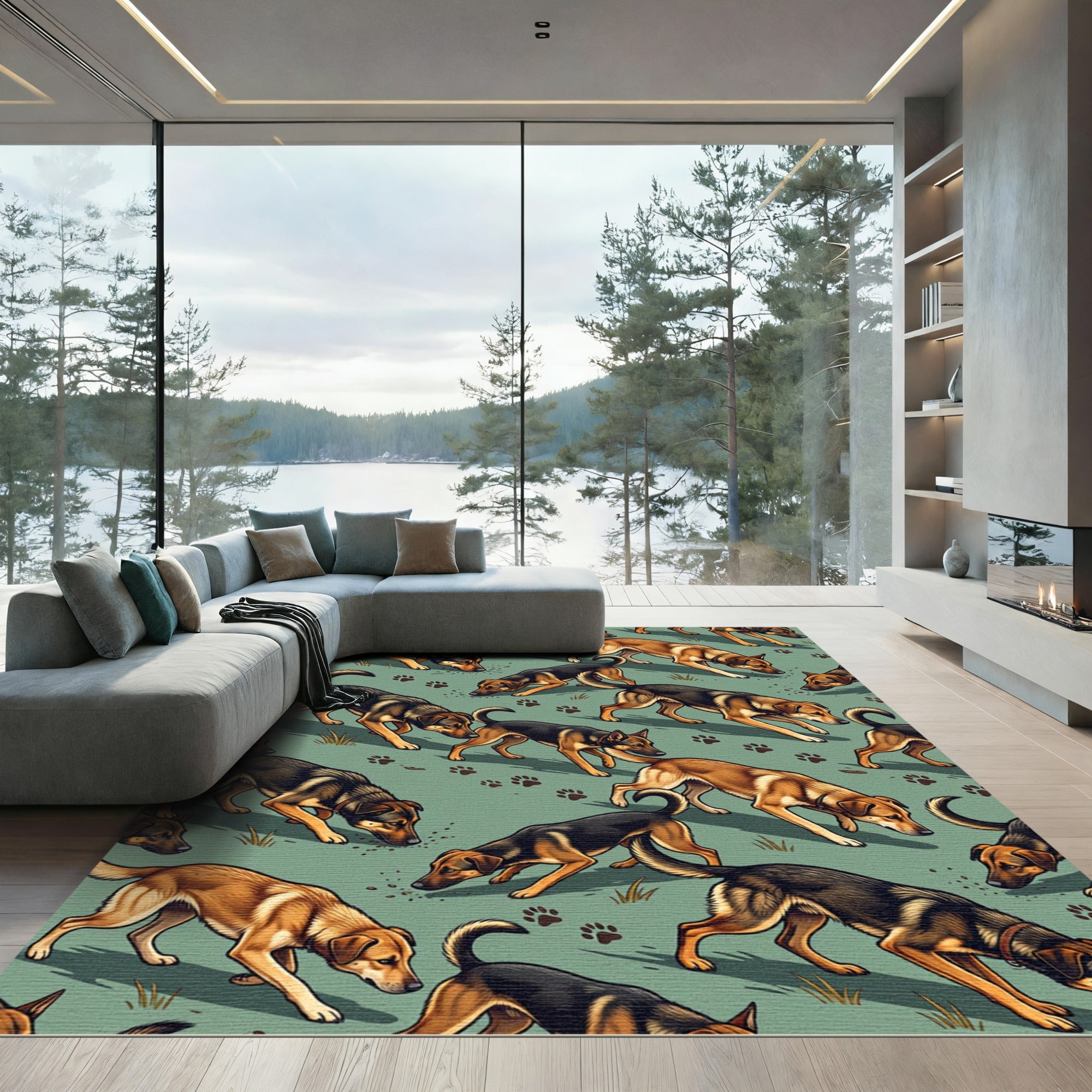Sage Green German Shepherd Dog Rug
