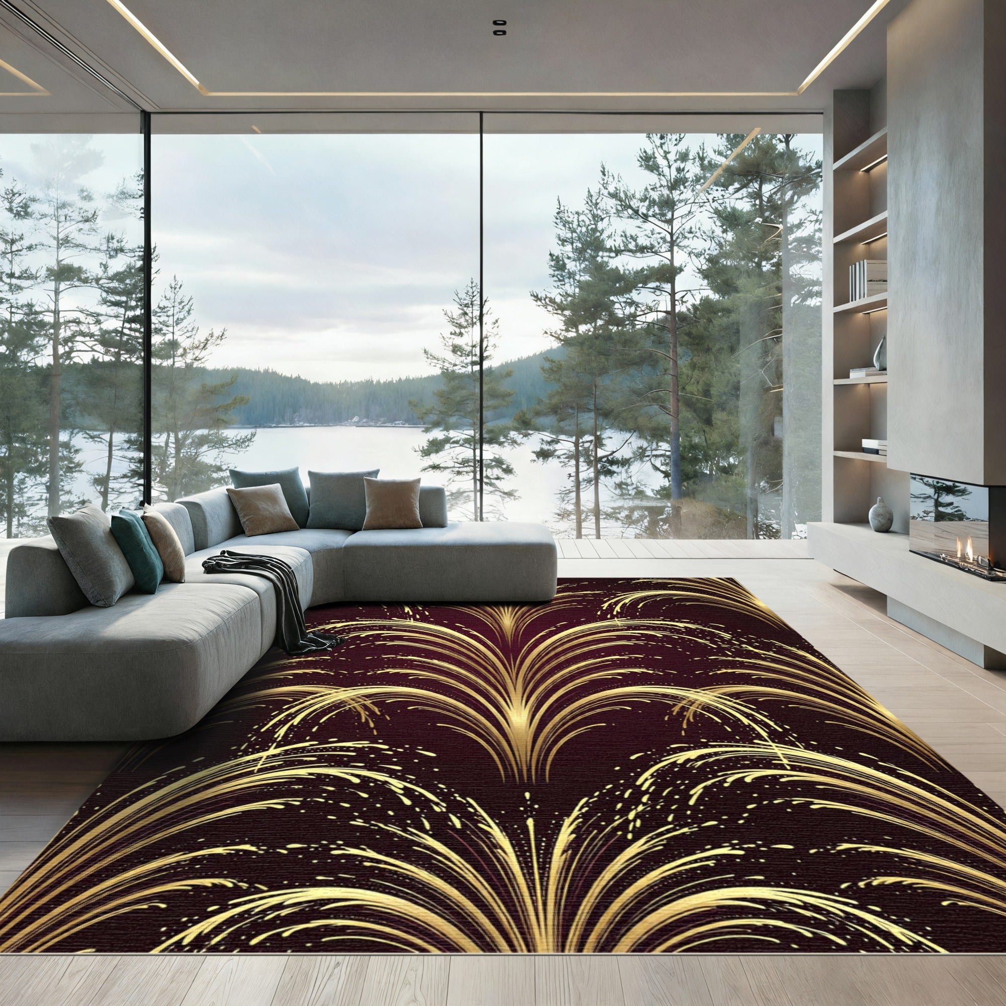 Art Deco Gold Fan Arch Backdrop Rug