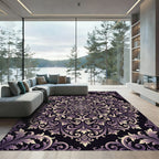 Elegant Amethyst Floral Damask Medallion Rug