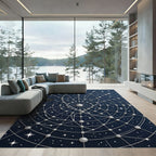Celestial Navy Silver Geometric Star Map Rug