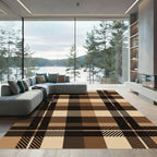 Brown Plaid Squares and Lines Rug