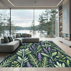 Botanical Lavender and Sage Dark Meadow Rug