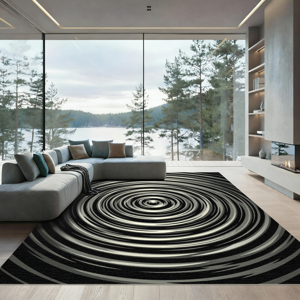 Monochromatic Concentric Swirl Rug