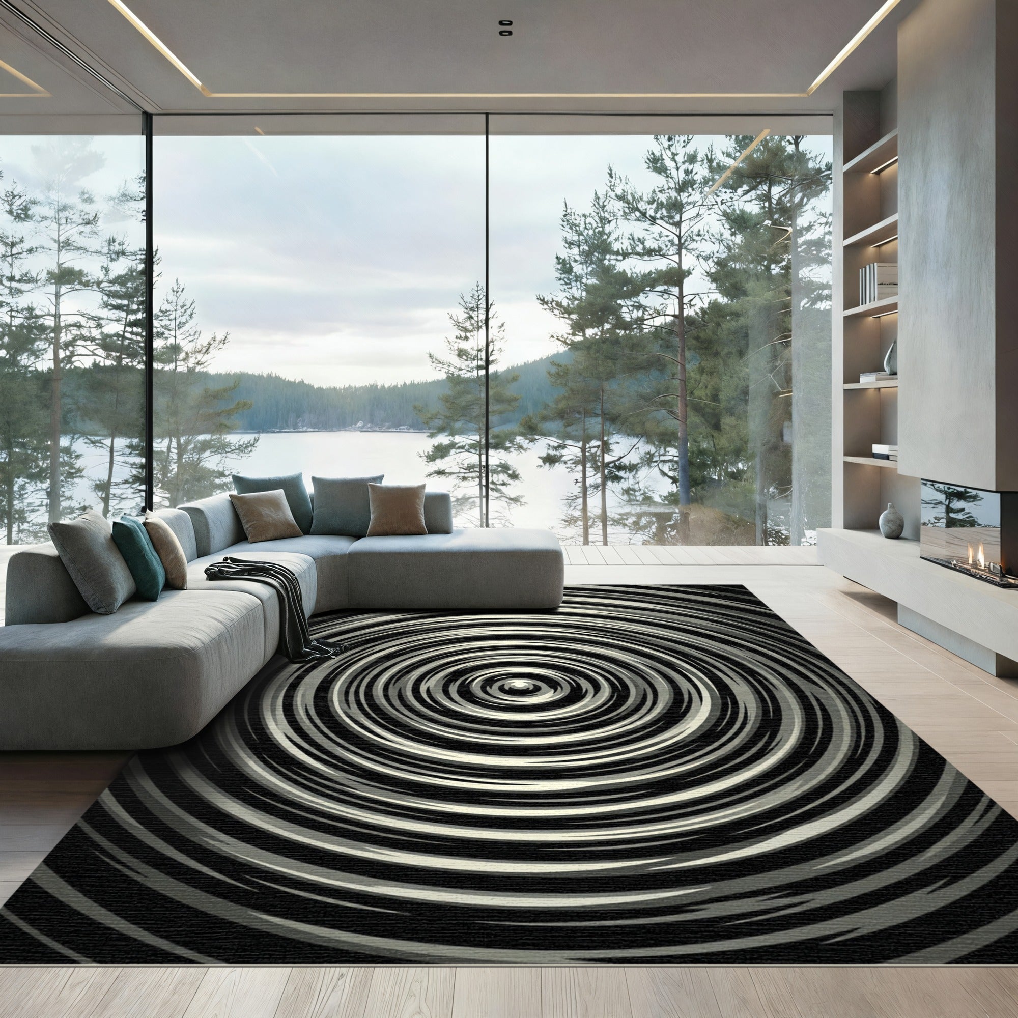 Monochromatic Concentric Swirl Rug